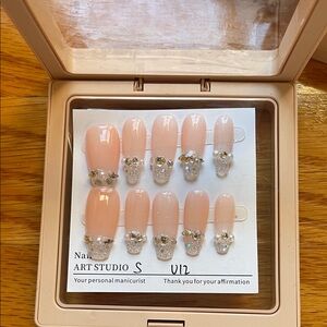 Nude and Glitter Press-On Nails